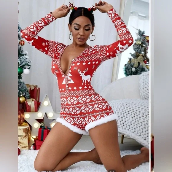 Intimates Sleepwear Christmas Print Pajama Onesie Poshmark